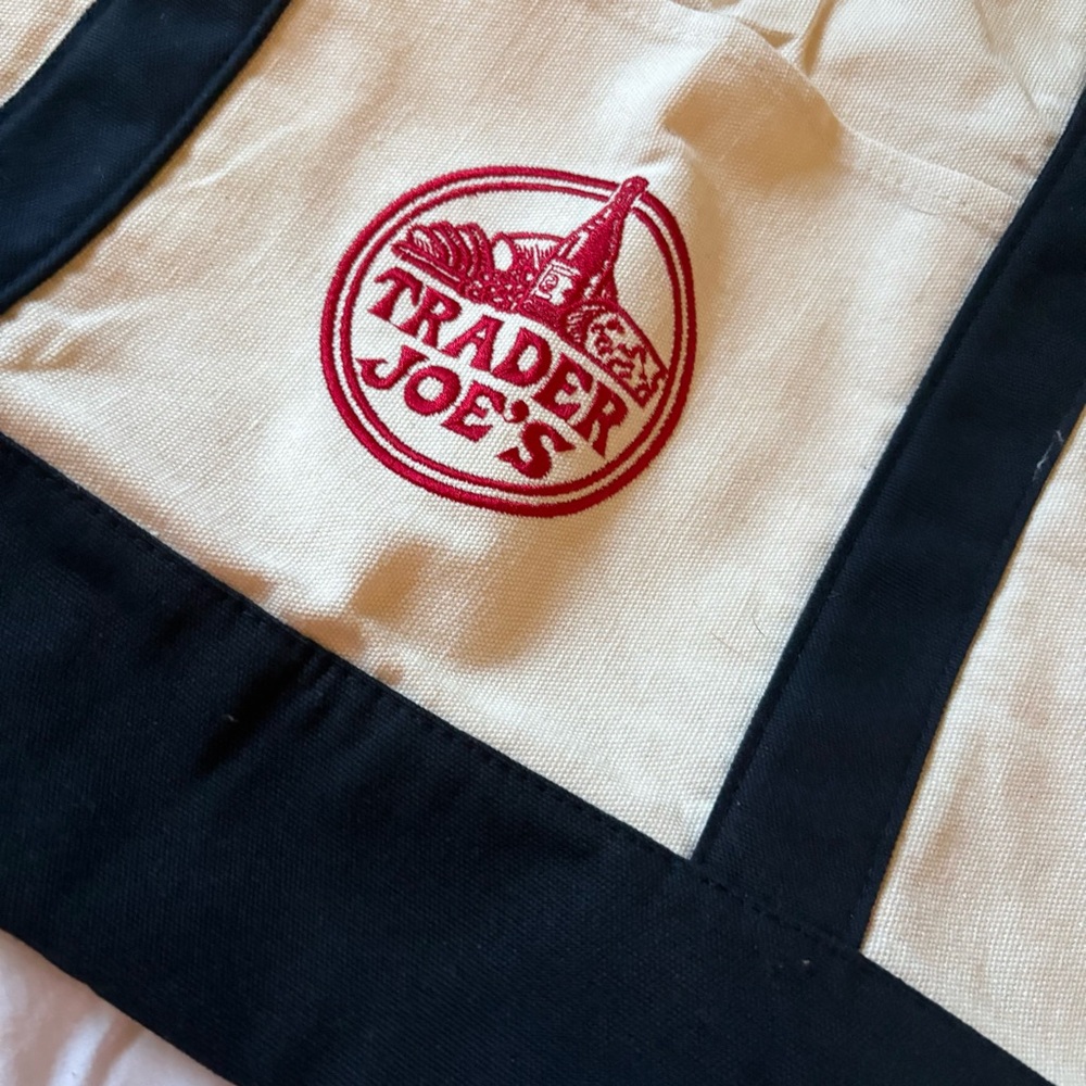 Trader Joe’s large Canvas Tote Bag Blue NEW - Picture 5 of 9